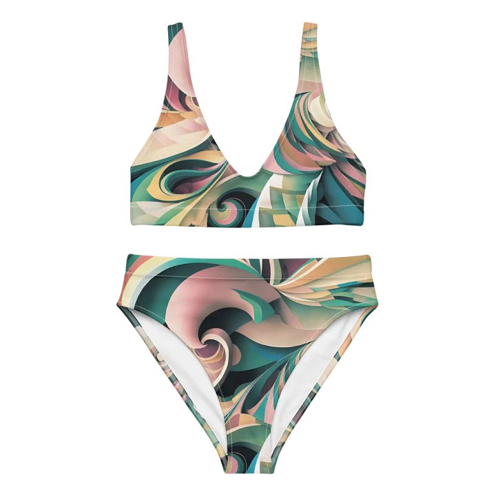 Abstract Lithographic Pattern Design High Waisted Bikini - V6 product image (2)