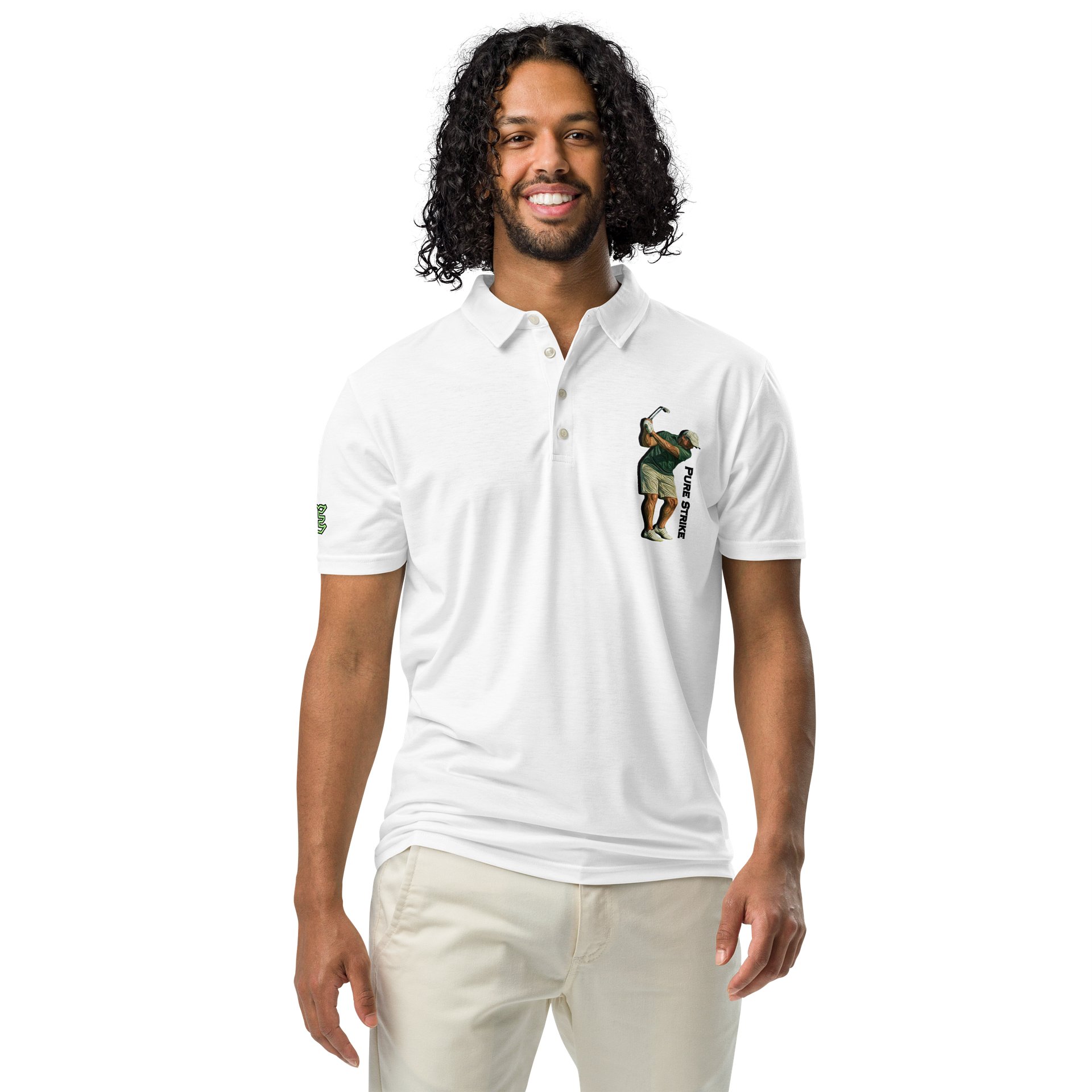 Pure Strike Polo Shirt – Dynamic golf swing in a retro line style Swing in Style Polo Shirt product image (5)