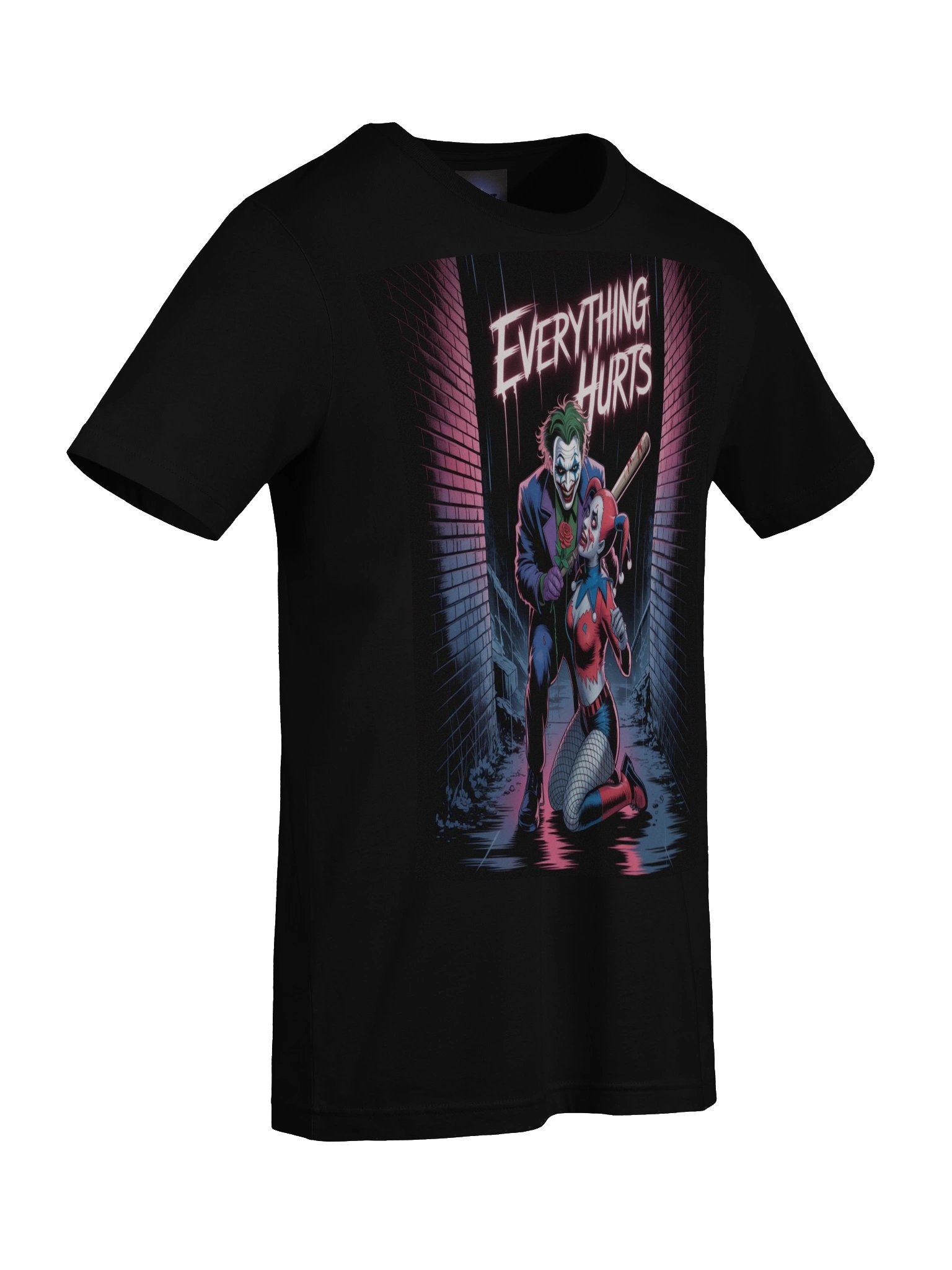 Everything Hurts: Joker and Harley Quinn's Neon Alley Agony Graphic Tee product image (9)