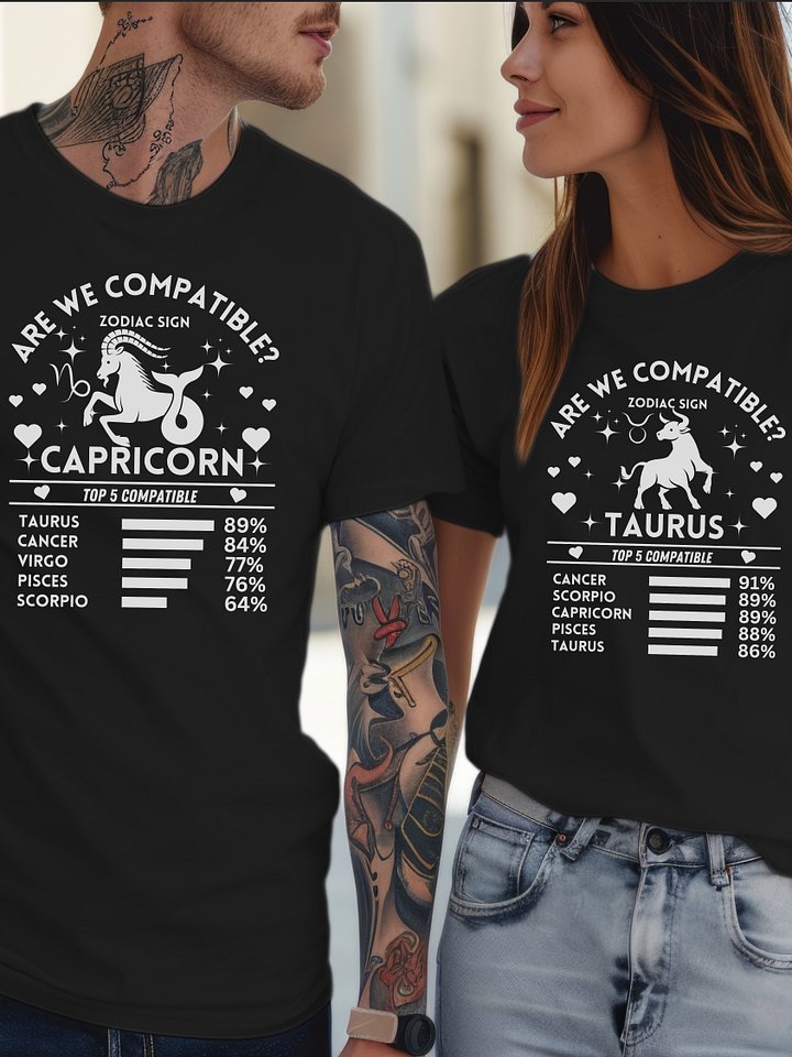 Capricorn Zodiac Sign Romantic Compatibility T-Shirt -Dark Comfort Colors 1717 product image (2)