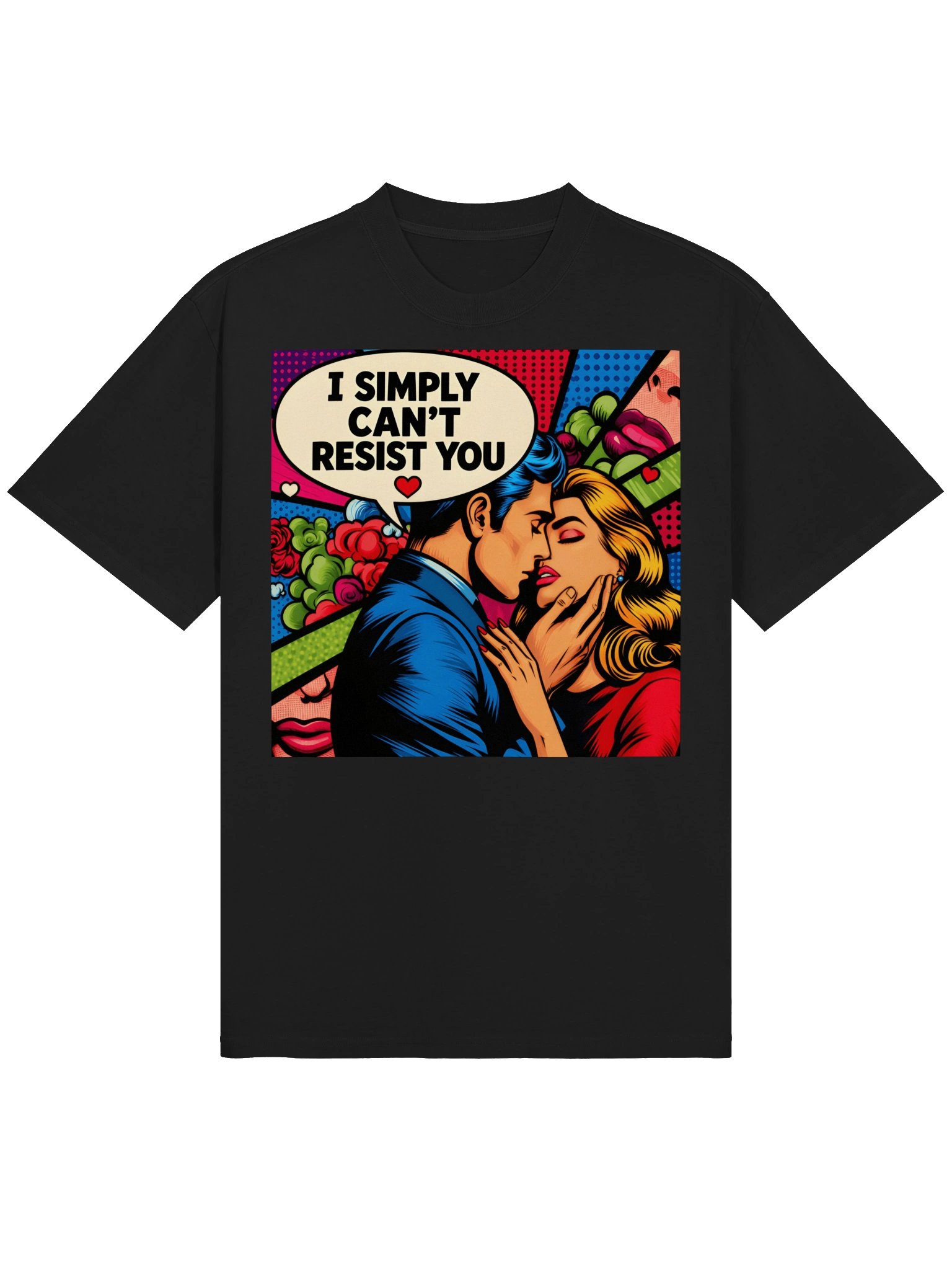 I Simply Can't Resist You | Oversized Pop Art T-Shirt | Retro Comic Couples Tee product image (2)