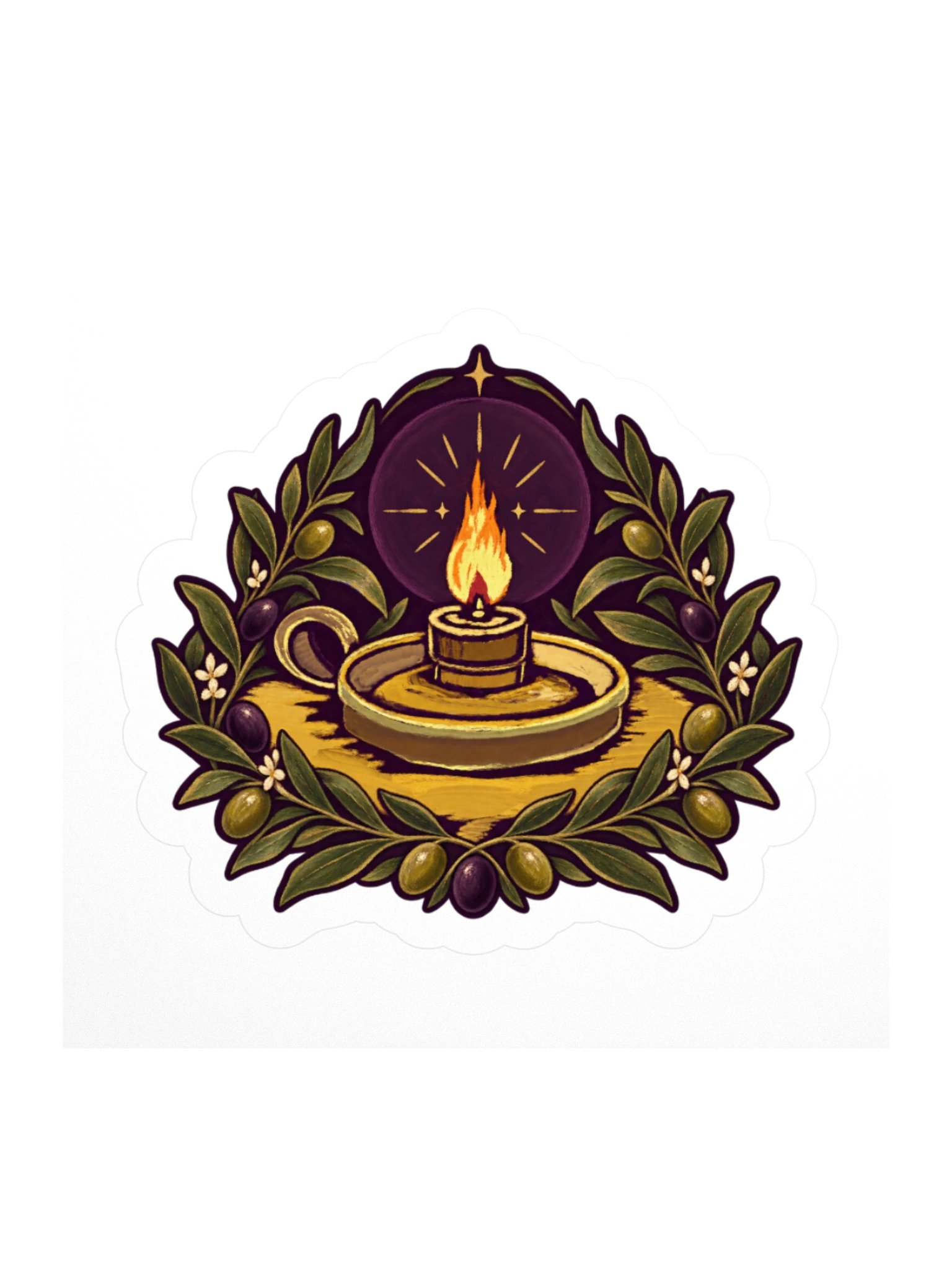 Candle Laurel Emblem Kiss Cut Sticker product image (1)