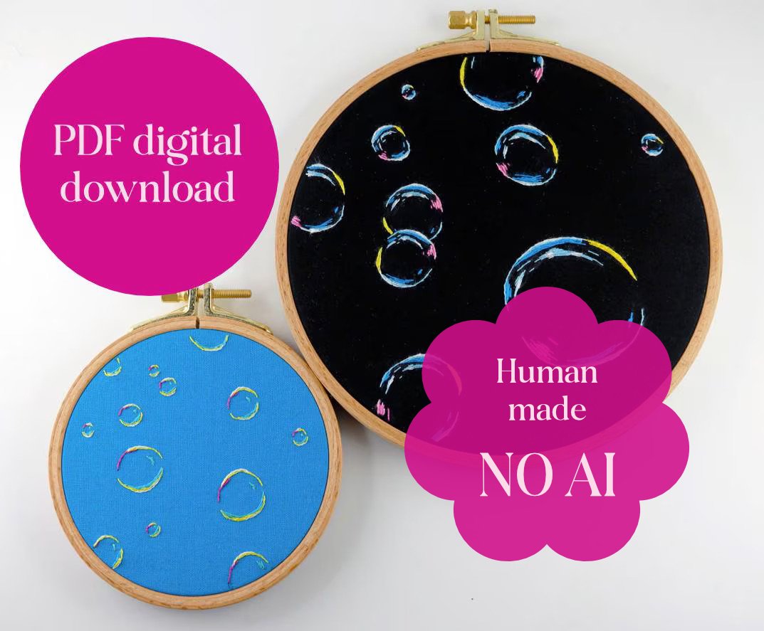 Rainbow Bubbles Hand Embroidery Pattern – Beginner Tutorial (PDF Pattern) product image (1)