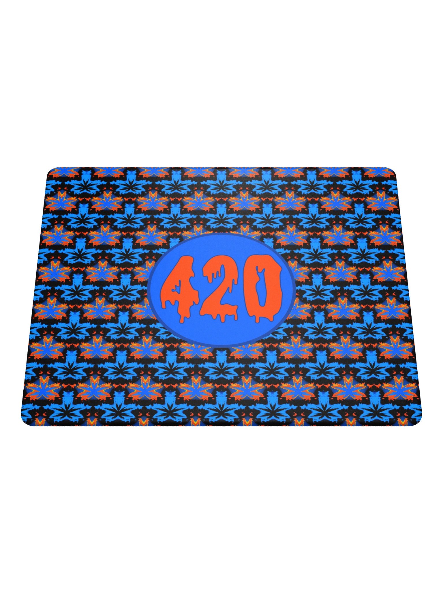 Cannabis Art 420 Gaming Mouse Pad, Stoner Gamer Desk Mat, Fall Pot Leaf Home Office Decor, Orange Black Blue Weed Computer Game Deskpad product image (5)