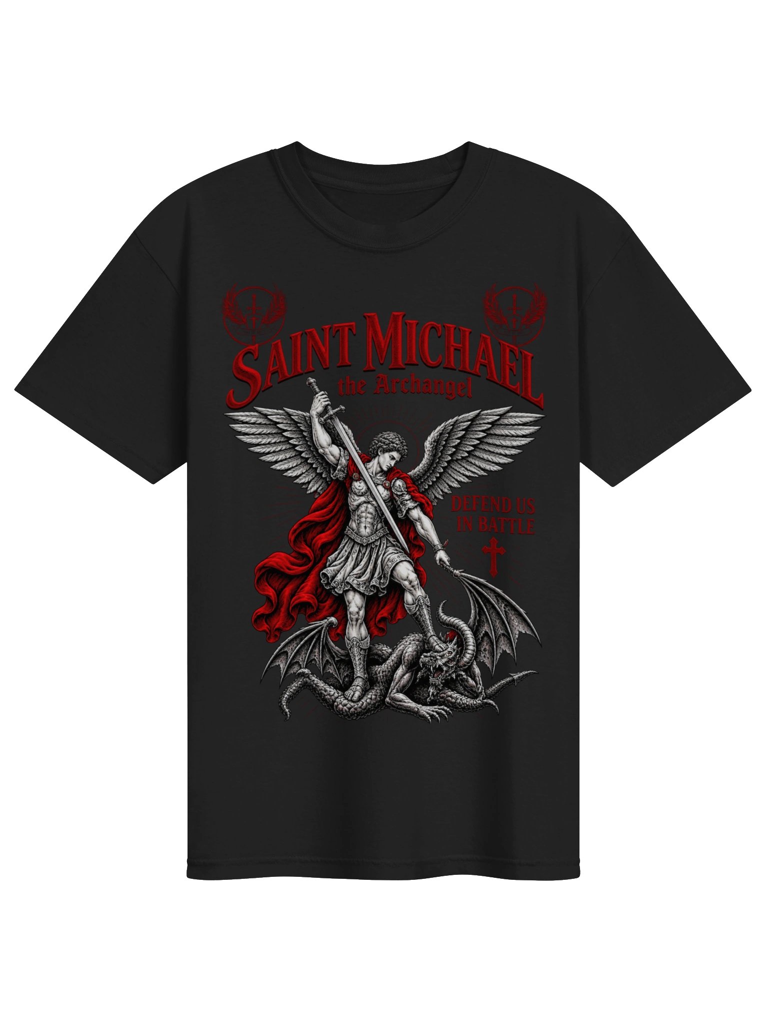 Saint Michael the Archangel T-Shirt | Defend Us in Battle Christian Catholic Faith Shirt | Archangel Michael Religious Gift | Kingdom Life Co. product image (2)