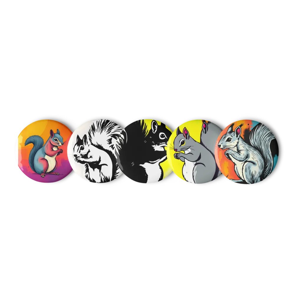 Vibrant Squirrel Delight Pin Buttons product image (1)