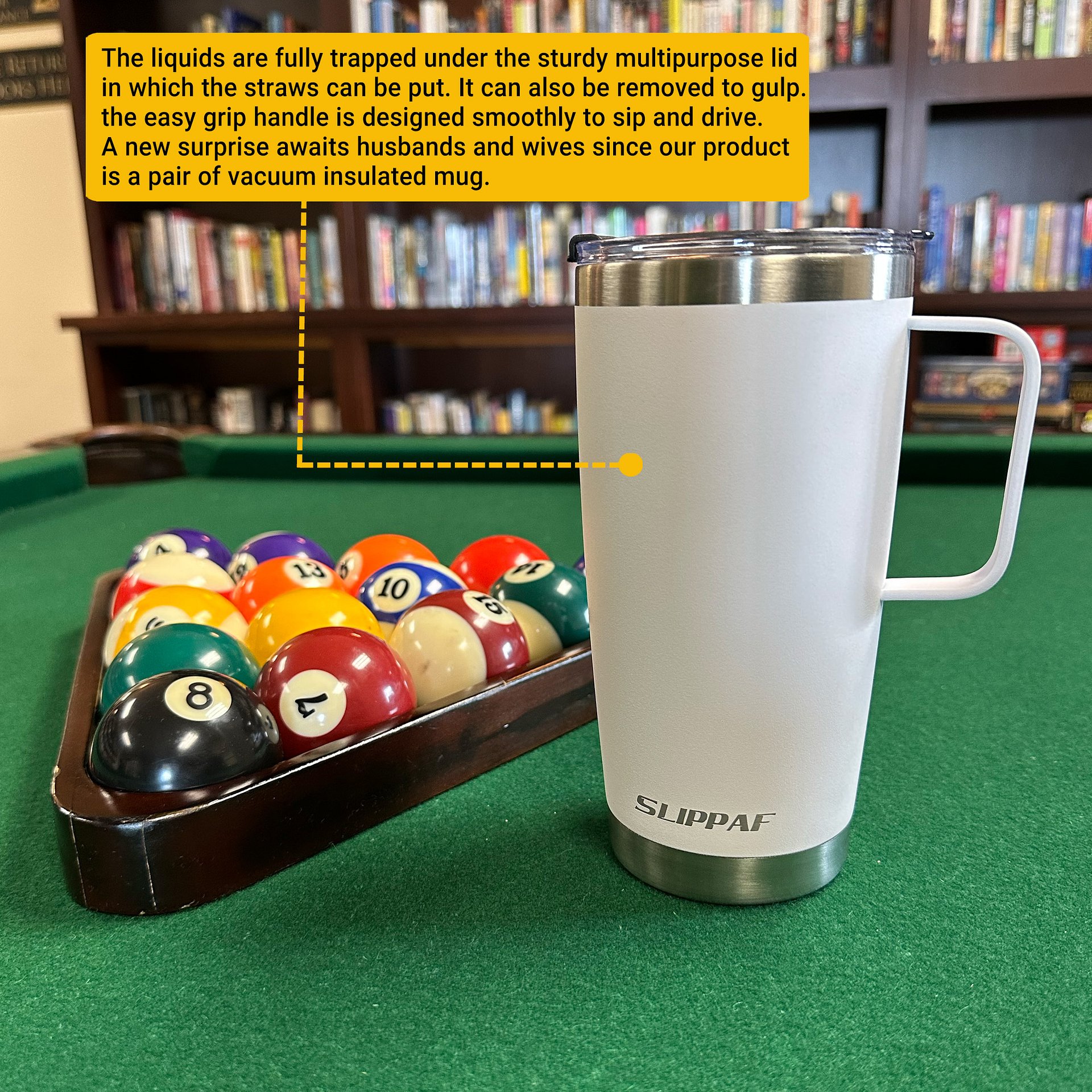 2 pack Tumbler 20 + 30 Oz With Handle, Lid and Straw (White) product image (4)