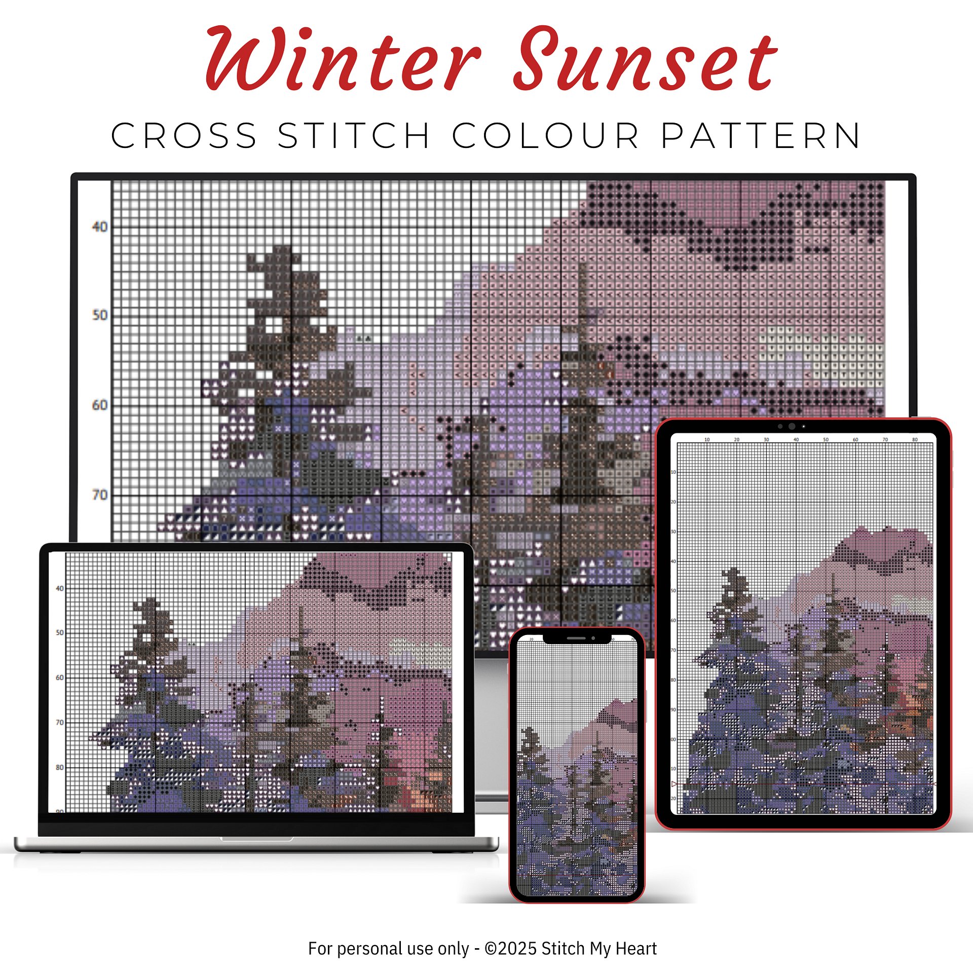 Winter Sunset Cross Stitch Pattern product image (3)