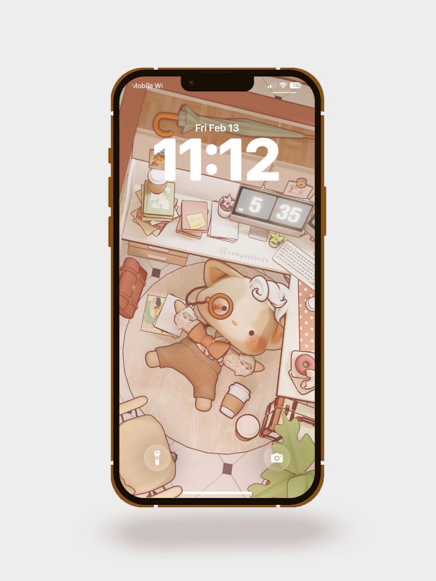 Free "A Successful Day" Cozy iPhone Wallpaper - Kawaii Misto Art | Cozy Desk Life product image (1)