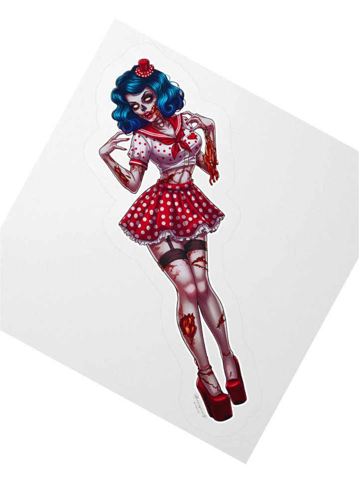 V3 Zombie Pinup Kiss Cut Stickers (Clear Edge) product image (4)