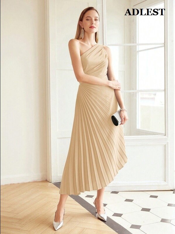 ADLEST | MOTF PREMIUM PLEATED ONE SHOULDER DRESS,HOLIDAY PARTY BIRTHDAY FORMAL EVENING OCCASSION product image (3)
