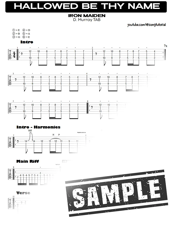 Hallowed Be Thy Name | PDF Tab + Guitar Pro | Iron Maiden product image (2)