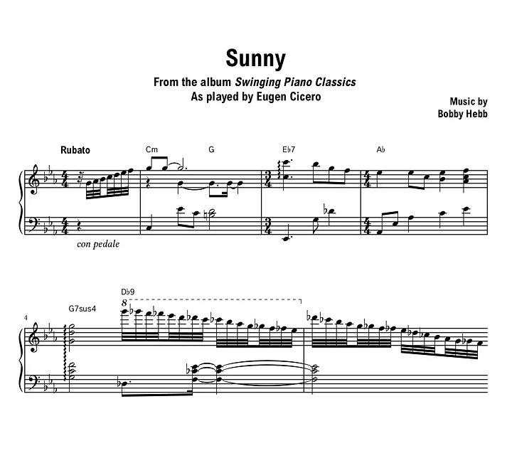 Eugen Cicero - Sunny (Swinging Piano Classics) - Sheet music (PDF) product image (1)