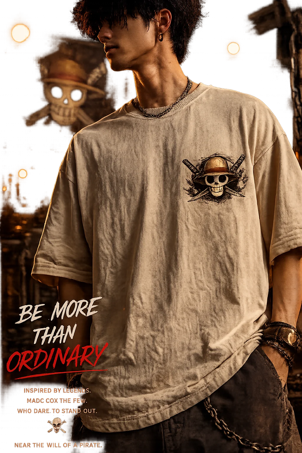 Straw Hat Skull Emblem Heavy Tee product image (2)