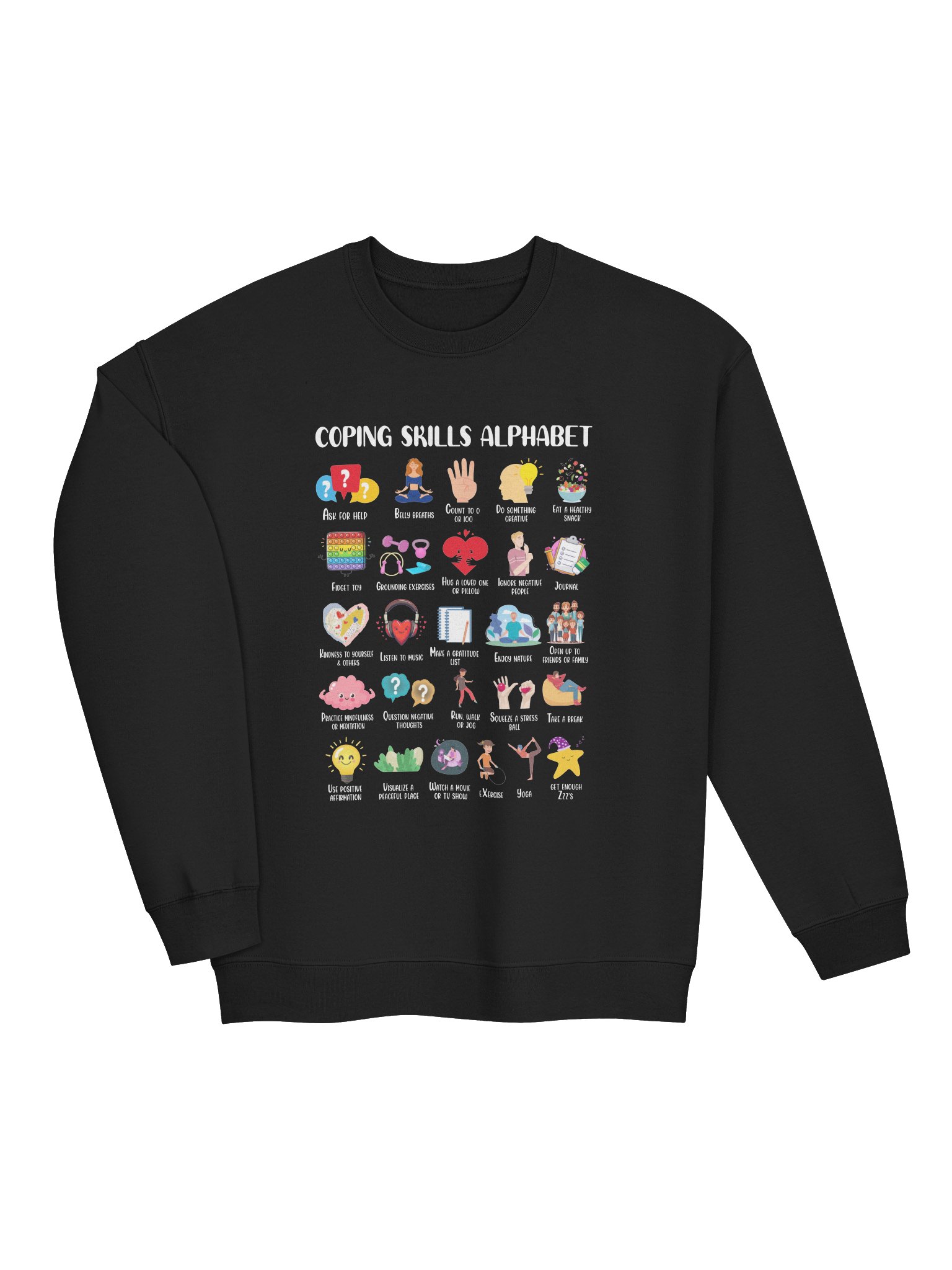 Coping Skills Alphabet – Mental Health Awareness Sweatshirt product image (2)