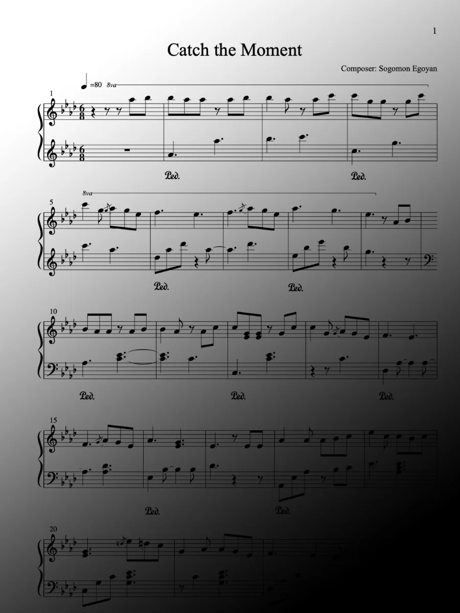 Catch the Moment by Sogomon Egoyan - Piano Sheet Music product image (1)