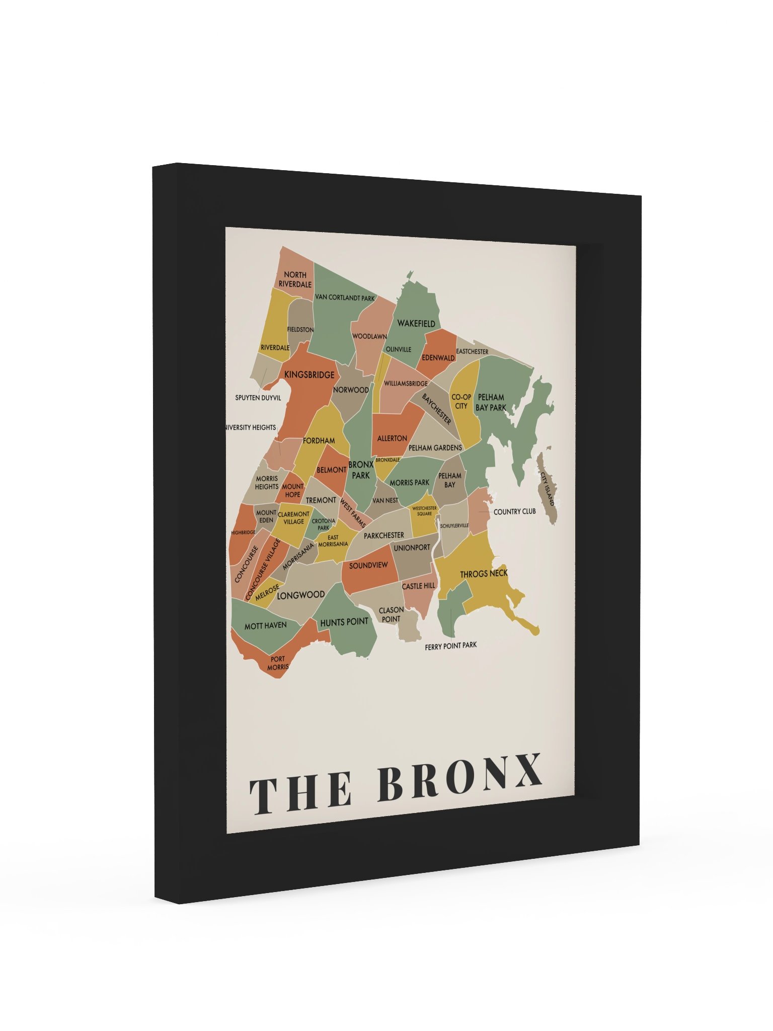 Bronx Neighborhood Map (Earth) [all] | Framed product image (3)