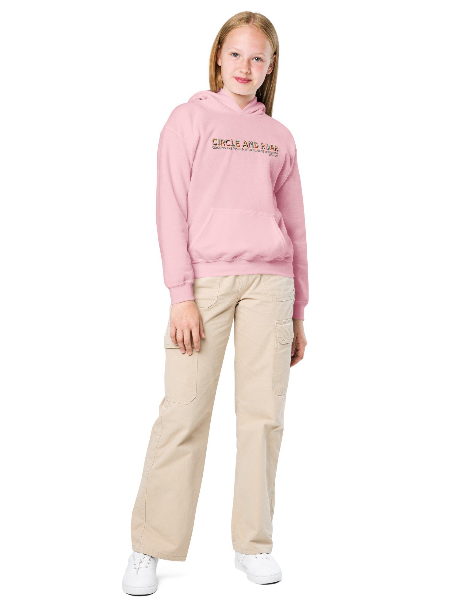 "Circle and Roar" Joshua 1:9 Gradient Text Youth Hoodie product image (4)