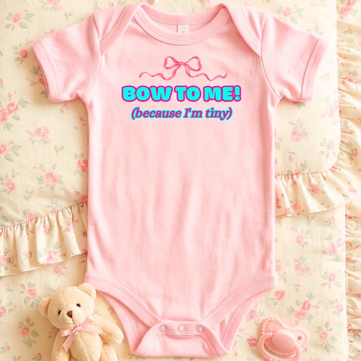 BOW TO ME (because I'm tiny)🩷Super Soft🪽Onesie🩷 product image (1)