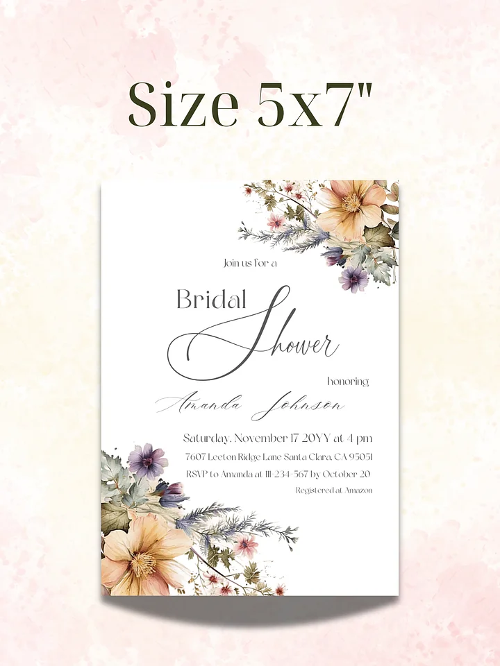 Rustic Bridal Shower Invitation for a Boho Floral Party Theme, Wildflower Themed Wedding Shower Invite Canva Template, Digital Download product image (2)