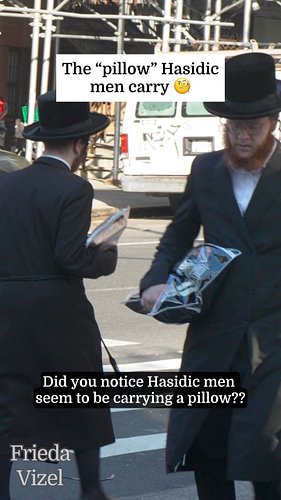 I always get asked why hasidic men carry a Pillow. I recruited a hasidic men to answer this question by asking him to show us...