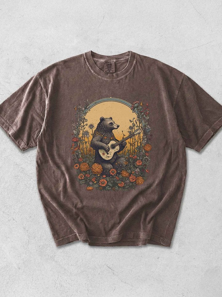 Bear Playing Guitar Shirt – Rustic Woodland Music Graphic Tee product image (1)