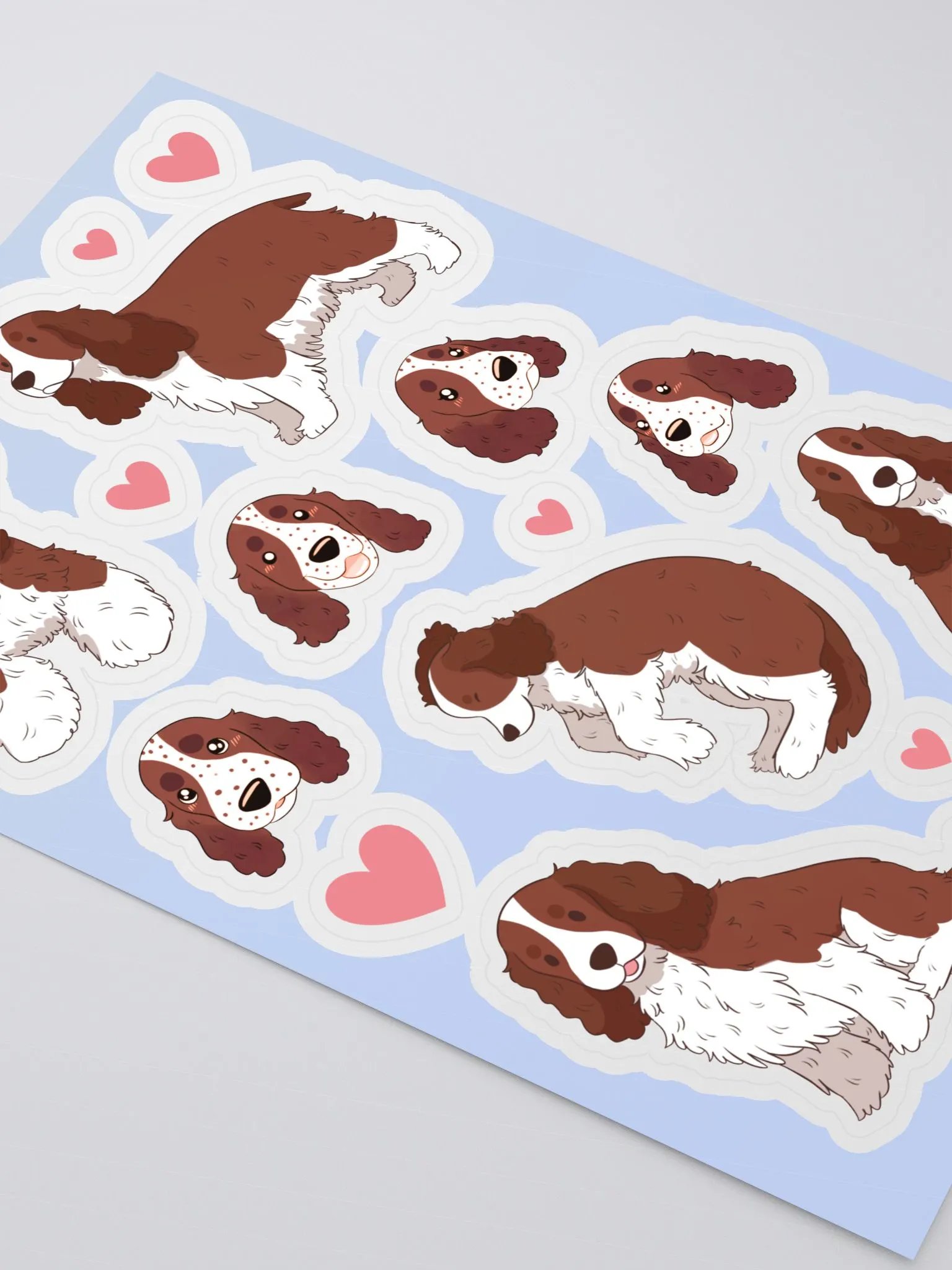 Playful English Cocker Spaniels Sticker Sheet | Yarafantasyart