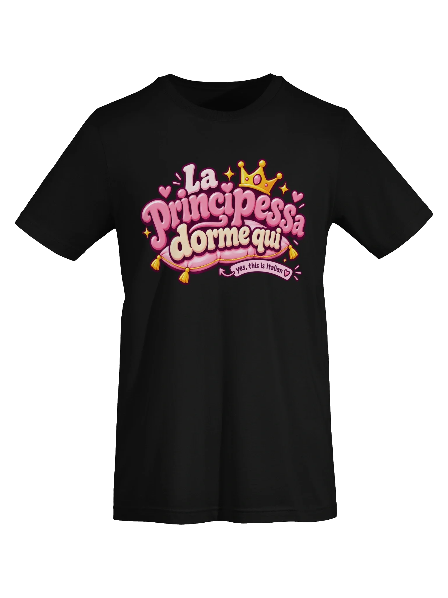 La Principessa Dorme Qui Italian Bubble Tee, Black, view 5