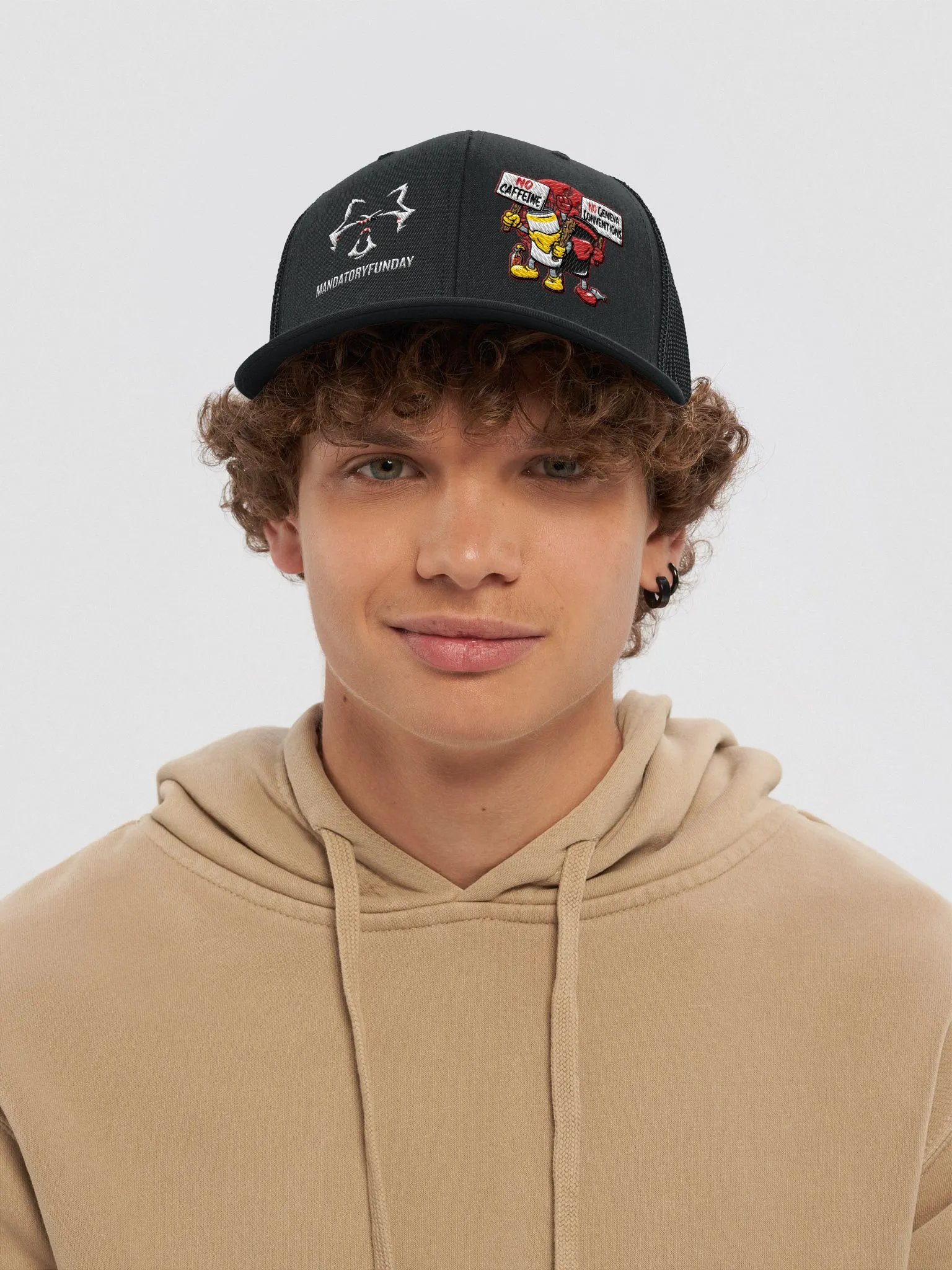 No Caffeine No Geneva Conventions Richardson Trucker Hat product image (5)