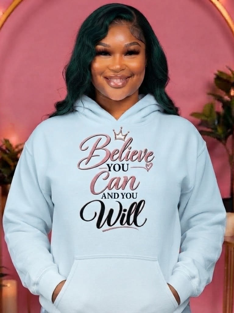 Believe Can Will Glitter Hoodie product image (1)