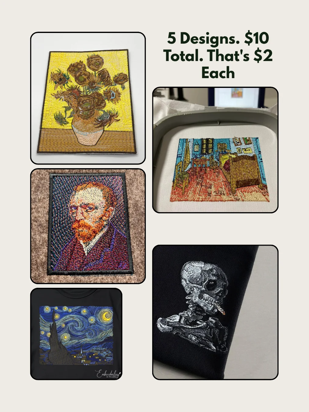 Van Gogh & Fine Art Embroidery Bundle – 5 Iconic Masterpieces | Instant Digital Download product image (10)