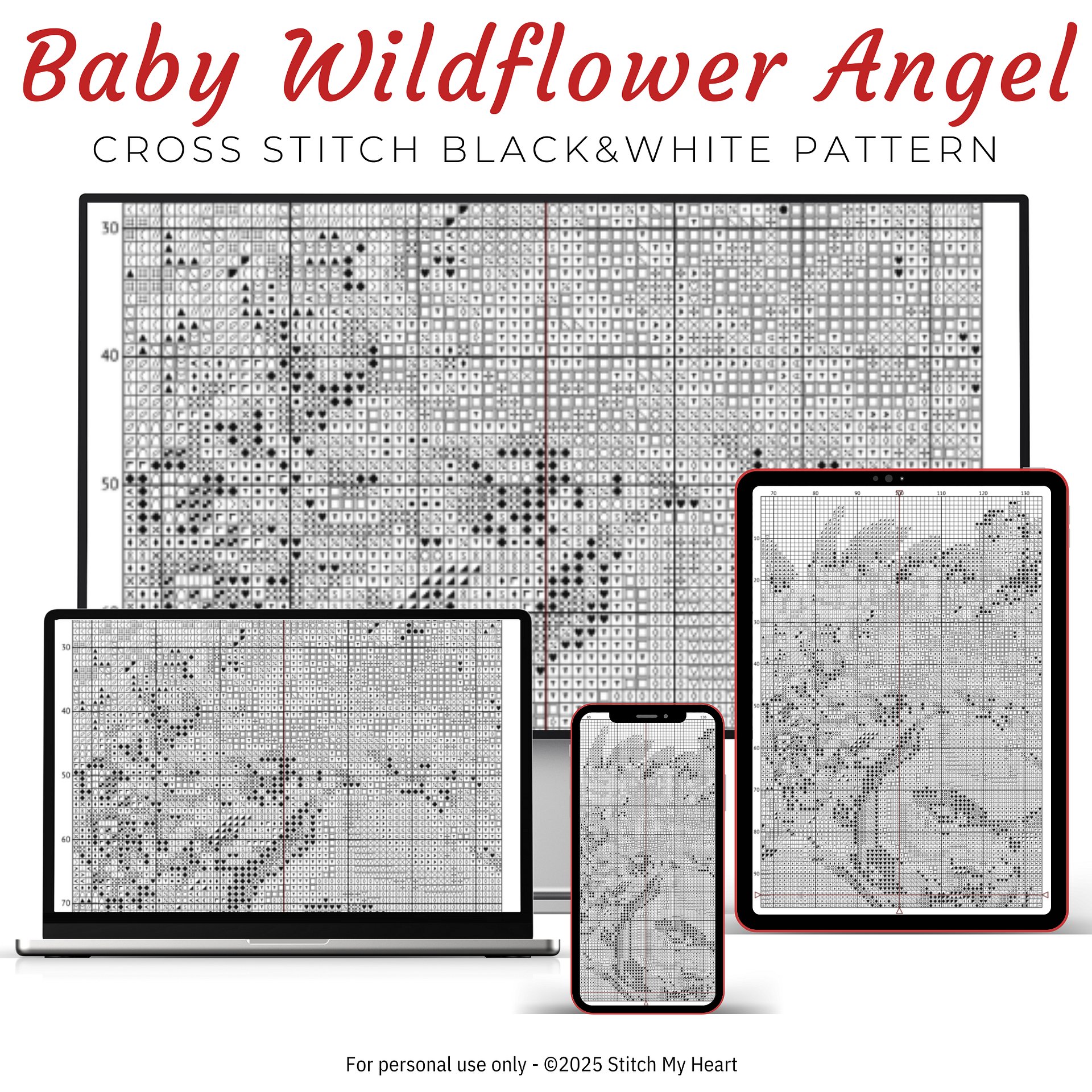 Baby Wildflowers Angel Cross Stitch Pattern product image (4)