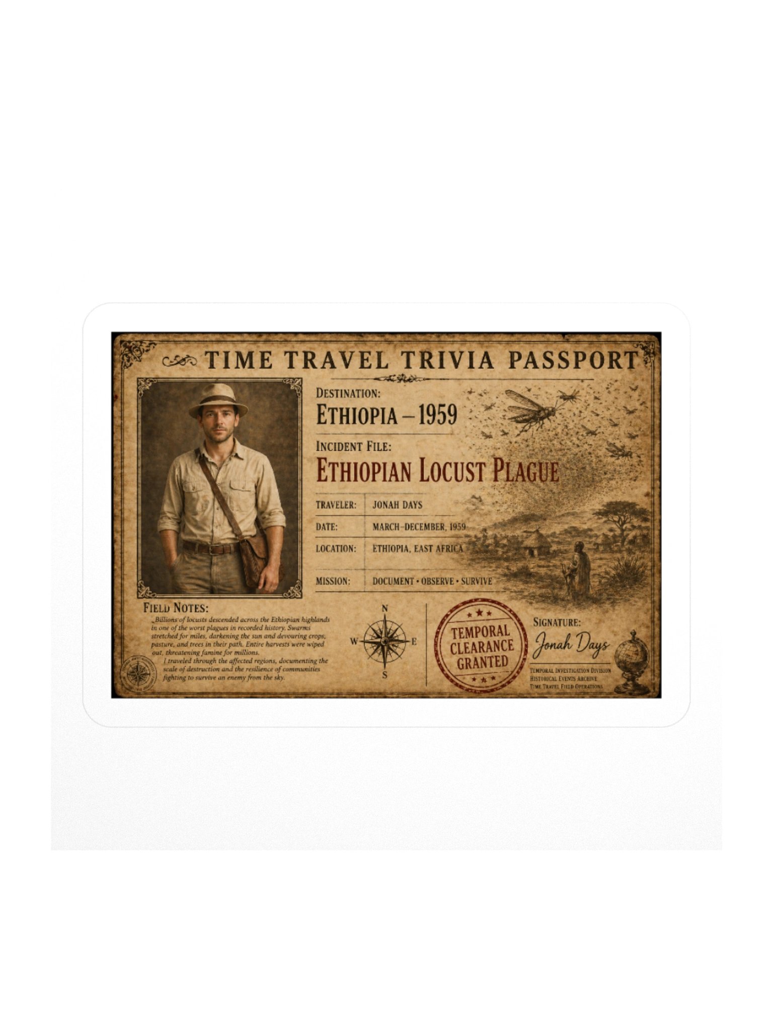 Ethiopia Locust Plague — 1959 Incident Passport Sticker product image (1)