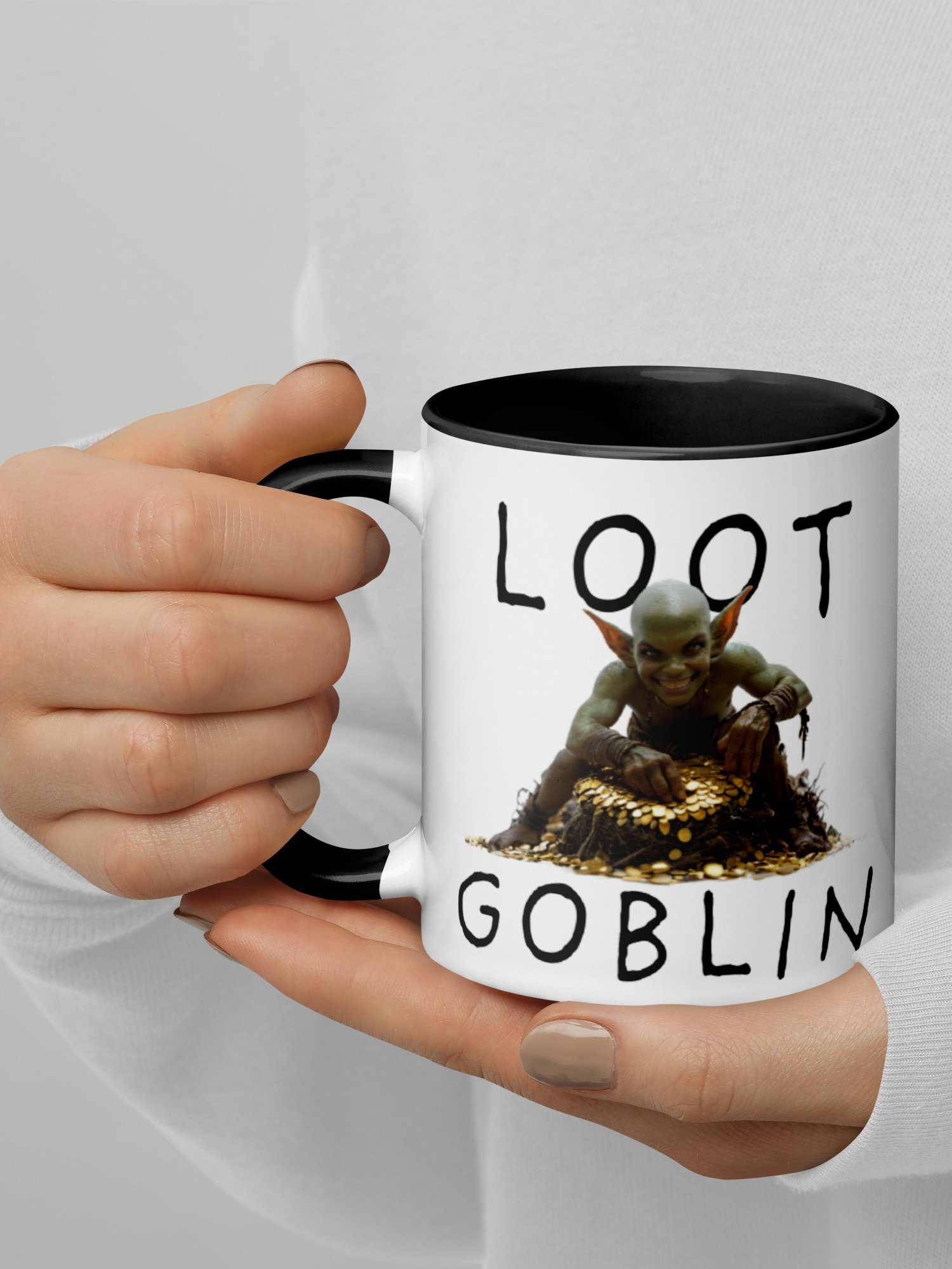 Loot Goblin Funny Fantasy Coffee Mug | Gamer Goblin Gold Hoard Mug | Unique Nerd Gift Mug for RPG Fans product image (2)