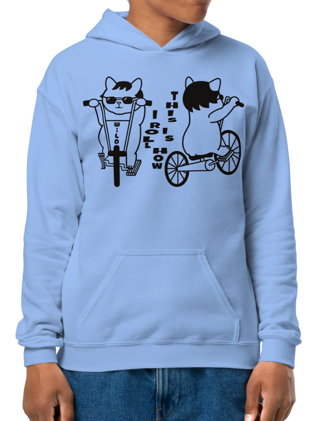 Goromi the Cat in Wig (Wild Biker) - Unisex Youth Hoodie product image (11)