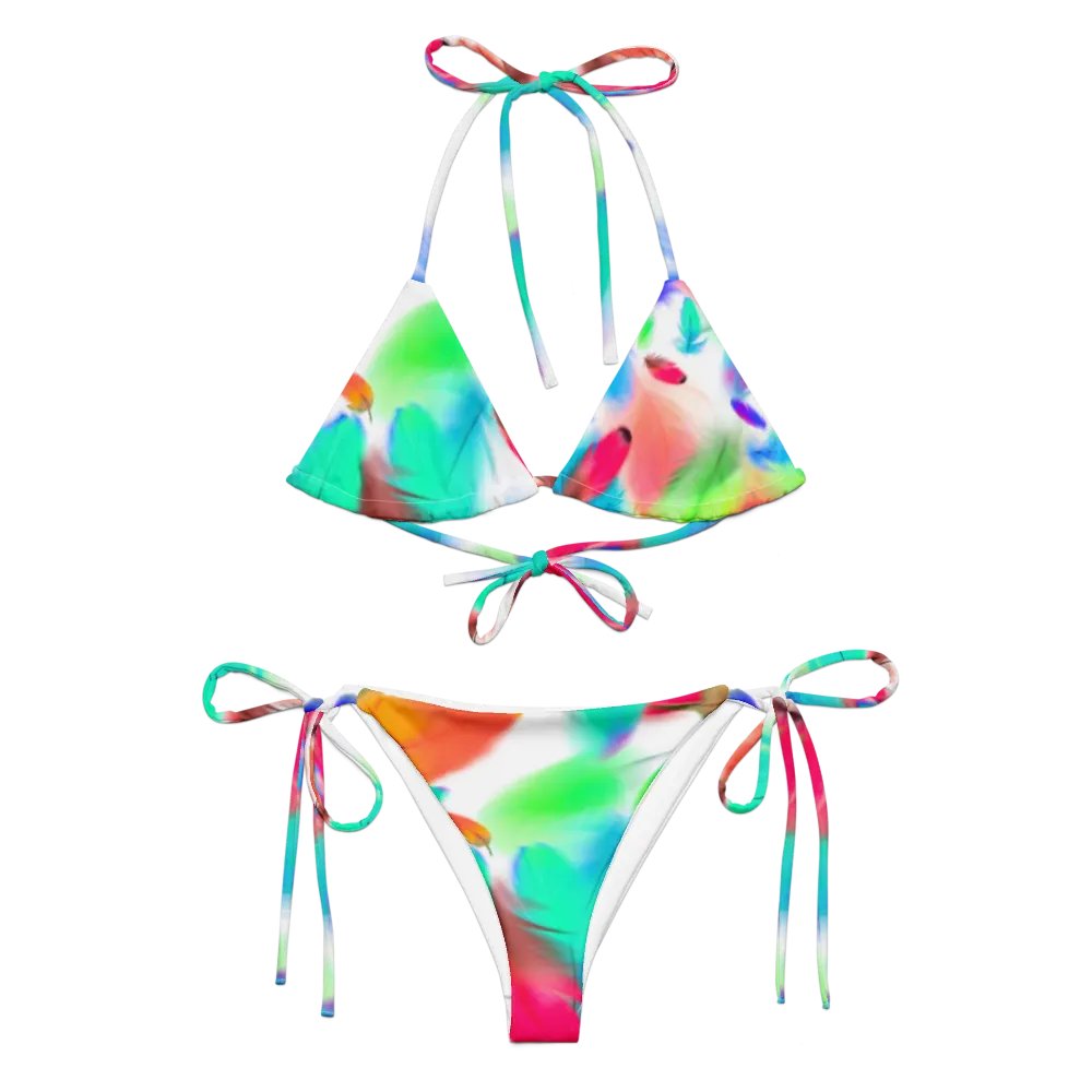 Colorful Feather Pattern Design String Bikini - v3 product image (4)