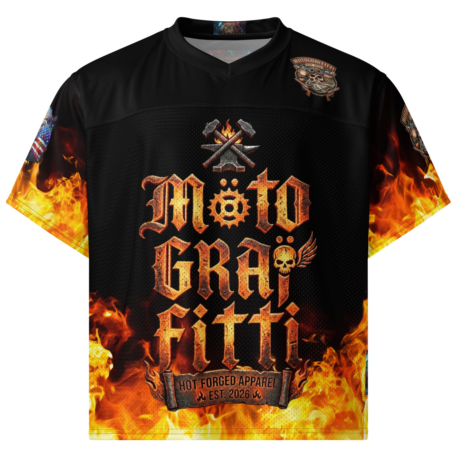 MötoGraffitti Fiery Forge All-Over Boxy Football Jersey product image (1)