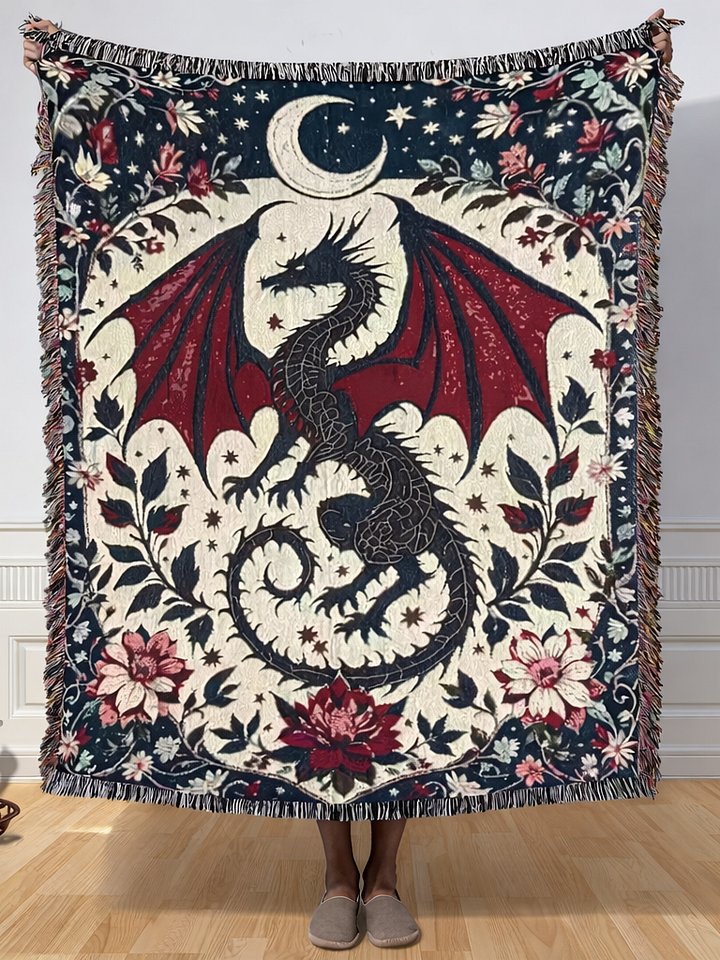 Celestial Dragon Throw Blanket – Mystical Fireside Cozy product image (1)