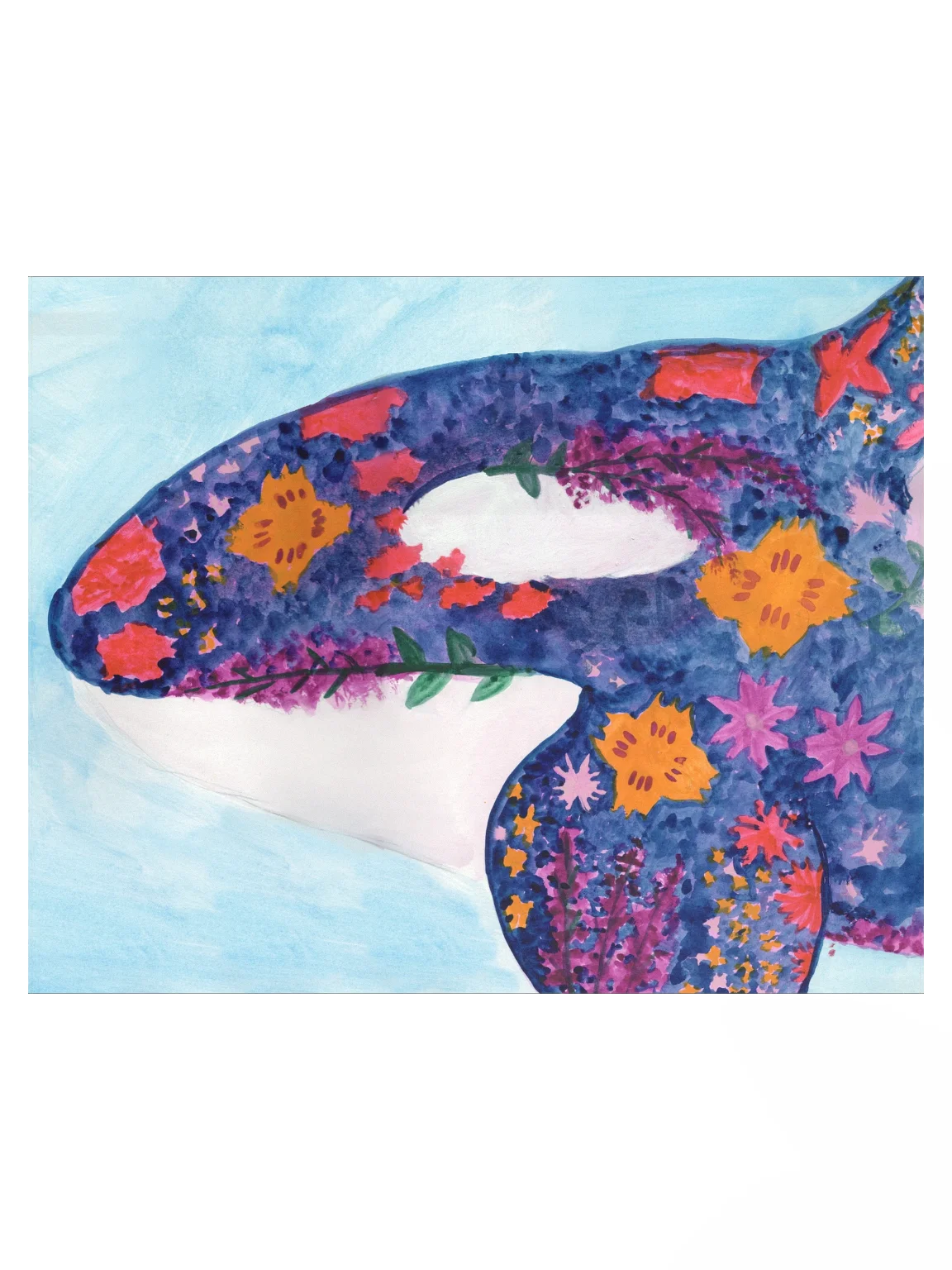 floral orca 05 - watercolour on paper - print product image (1)