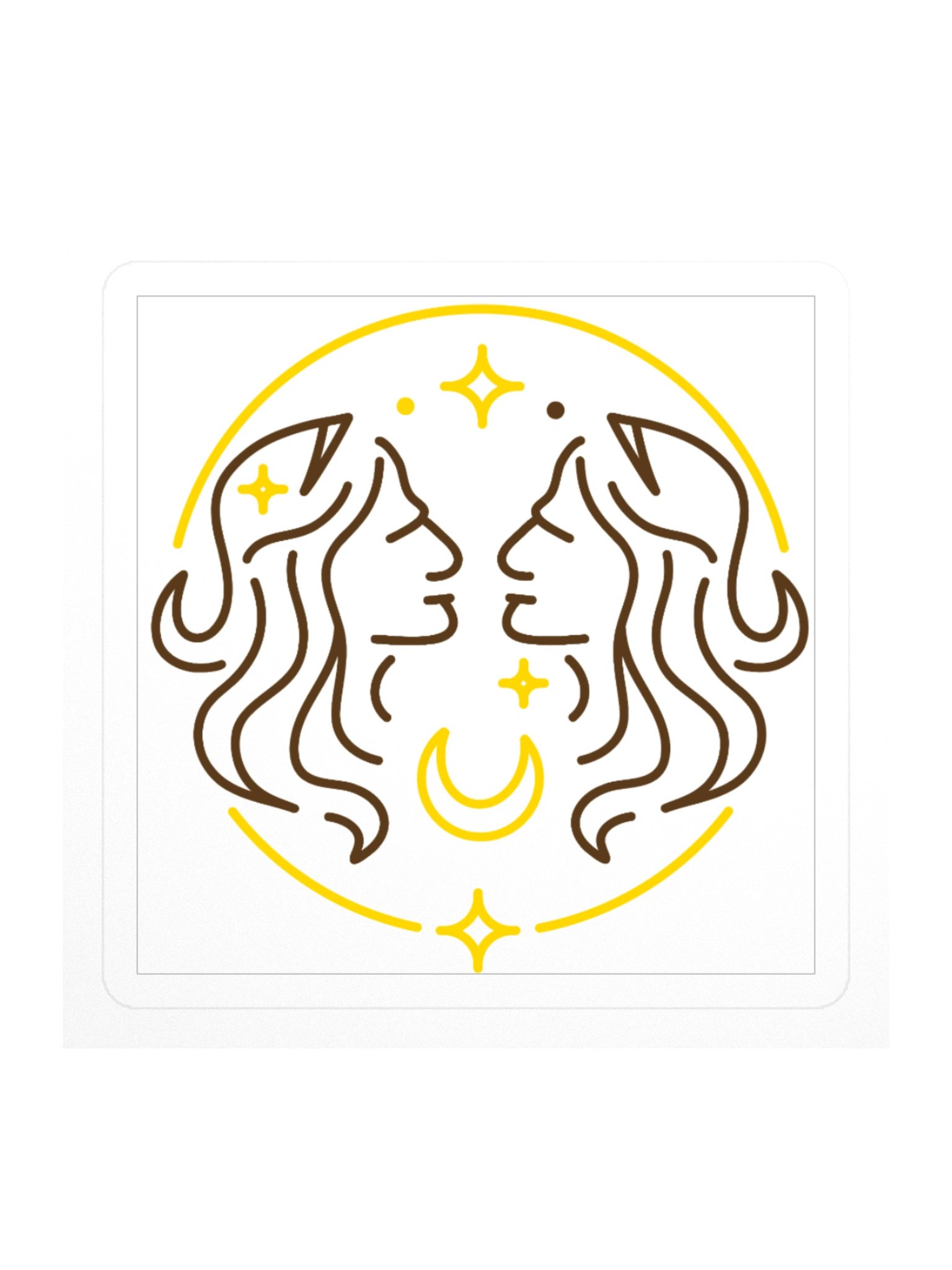 Gemini Zodiac Sticker — Symmetrical Twin Profiles Design product image (1)