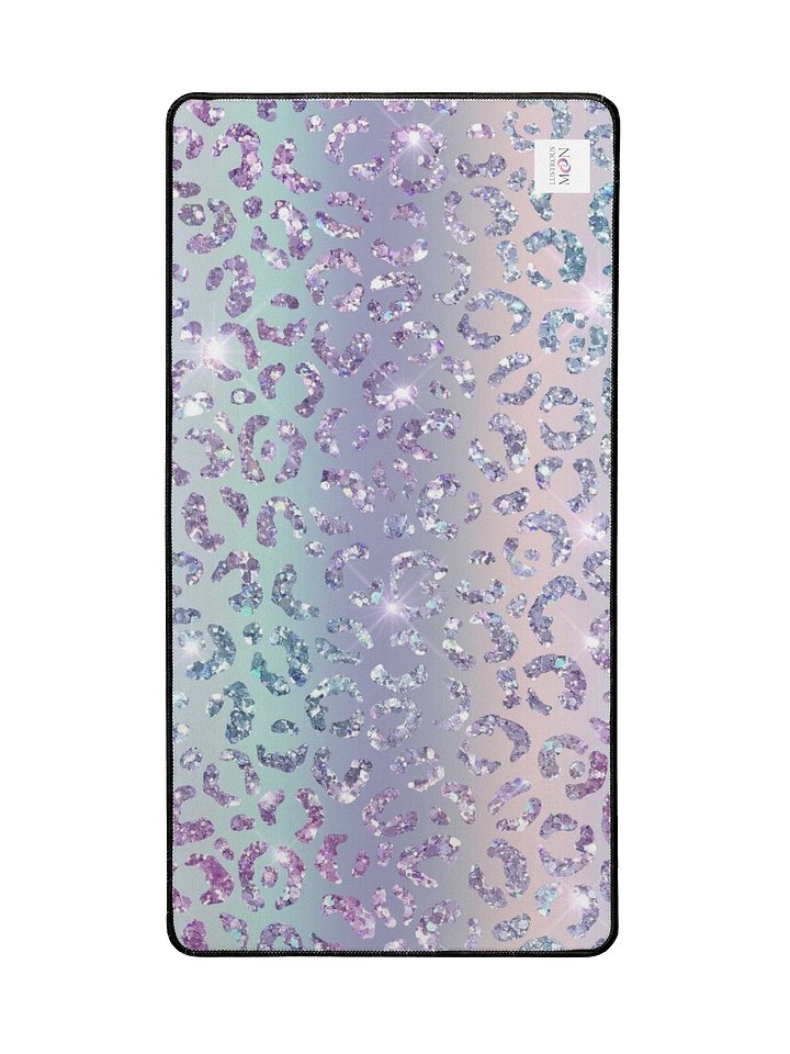 Iridescent Glitter Leopard Pattern Desk Mat product image (2)