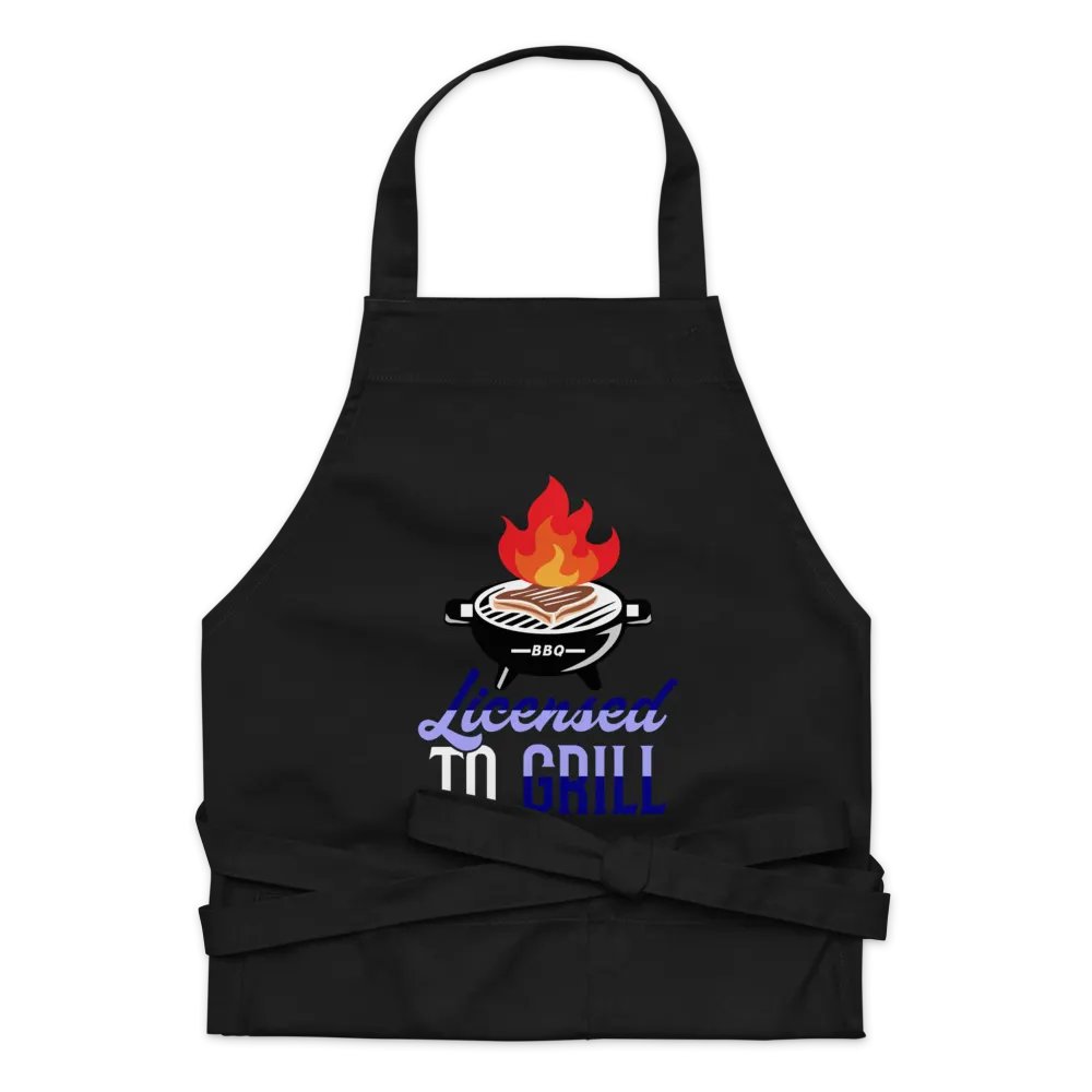 License To Grill- Apron Blue Lettering product image (7)