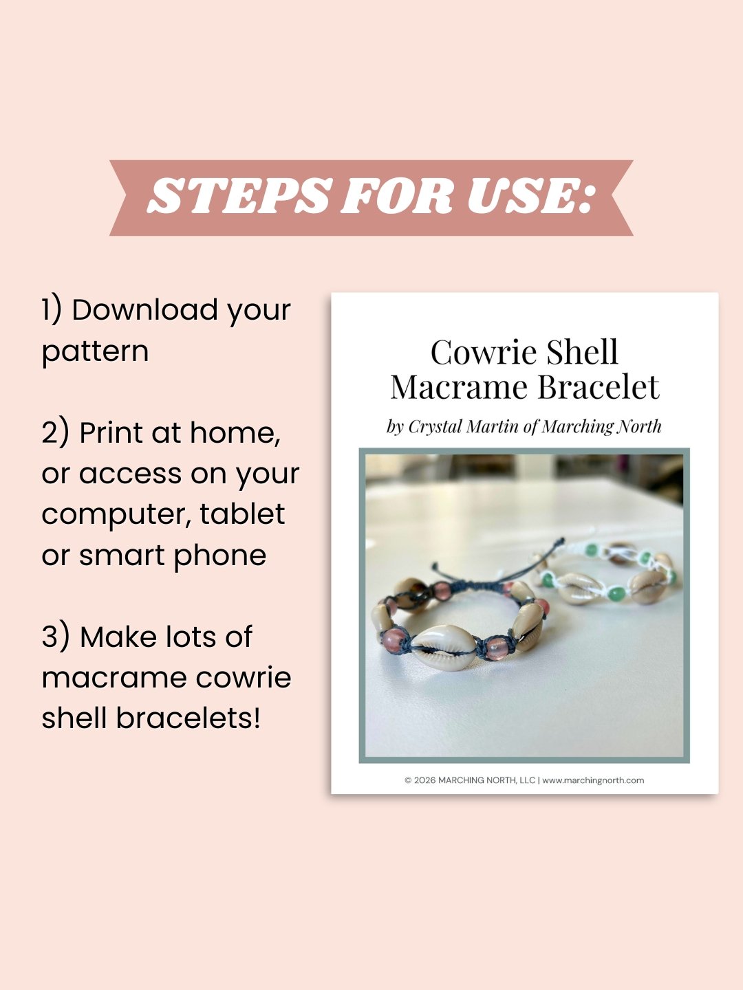Cowrie Shell Macrame Bracelet (Digital PDF Pattern) product image (7)