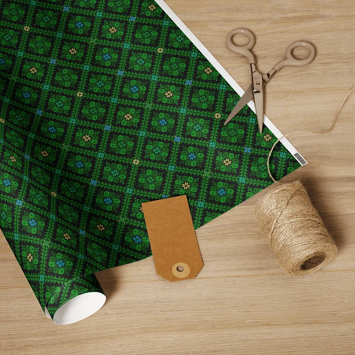 Green Tatreez Wrapping Paper product image (4)