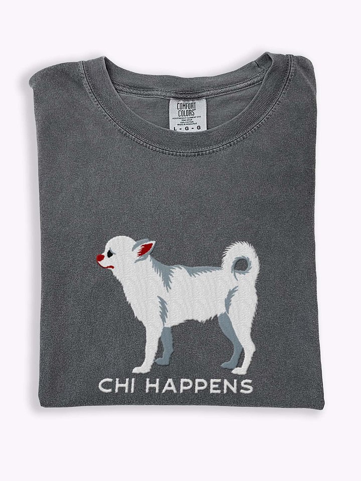 Chi Happens T-Shirt(Embroidered) of a Chihuahua(White) product image (1)