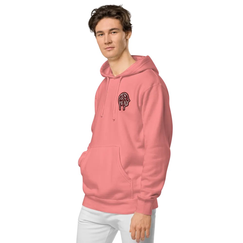 In My Head (L.C. maroon bubble design 2) embroidered pigment hoodie product image (4)