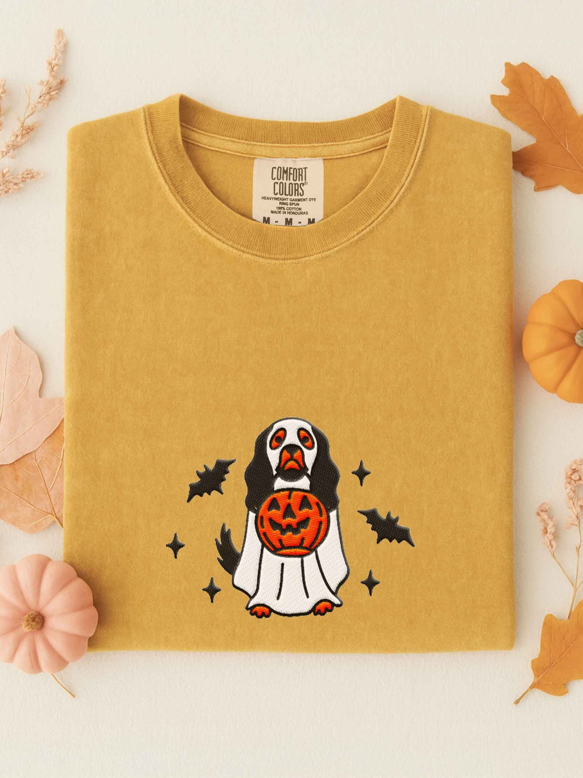 Halloween Cavalier King Charles Spaniel(Black & Tan) Embroidered T-Shirt product image (1)