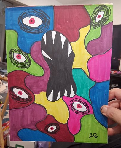 This kind of looks like a digital drawing I did earlier. This was done with my alcohol markers on marker paper. 

I enjoy doi...