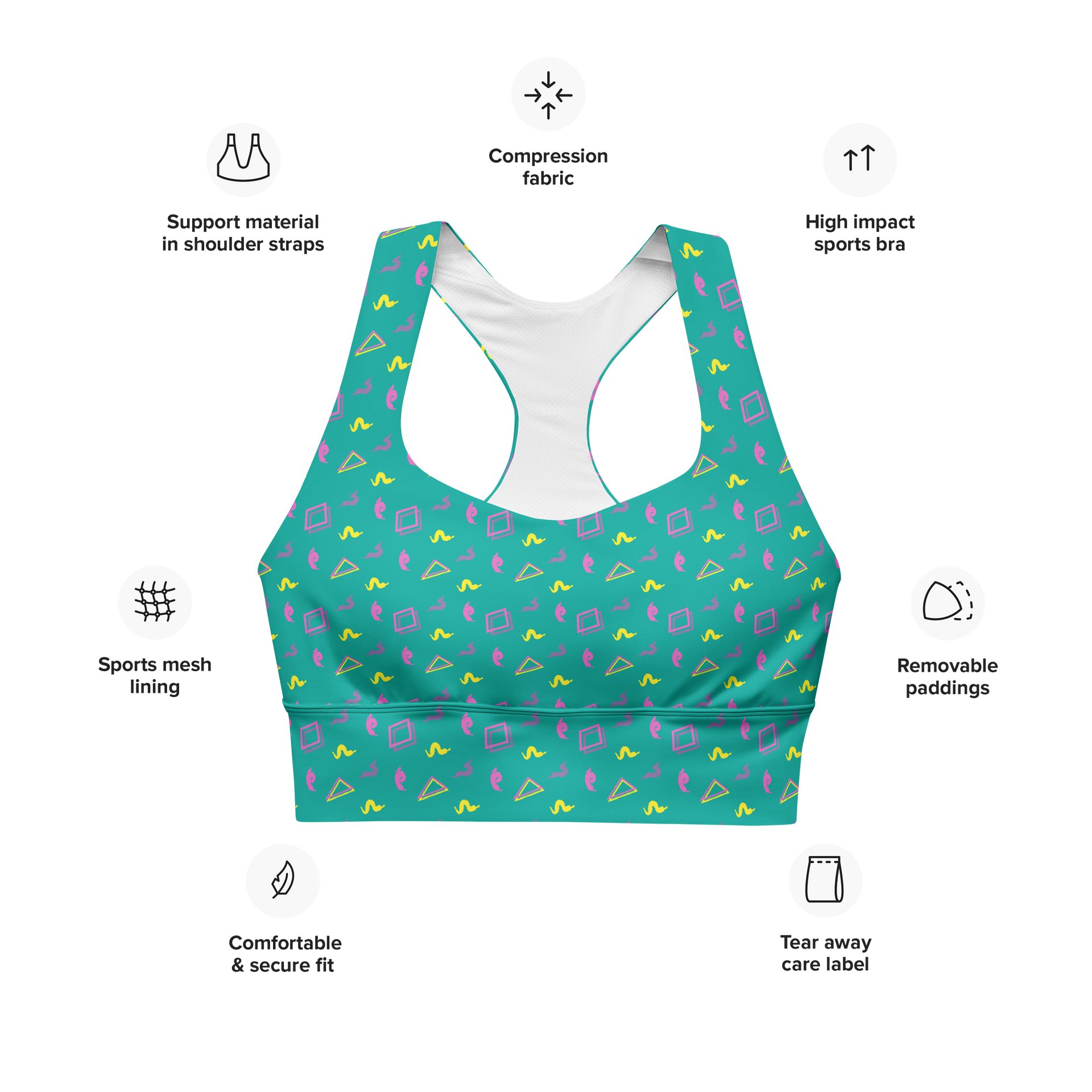 Oh Worm teal pattern sports bra product image (6)
