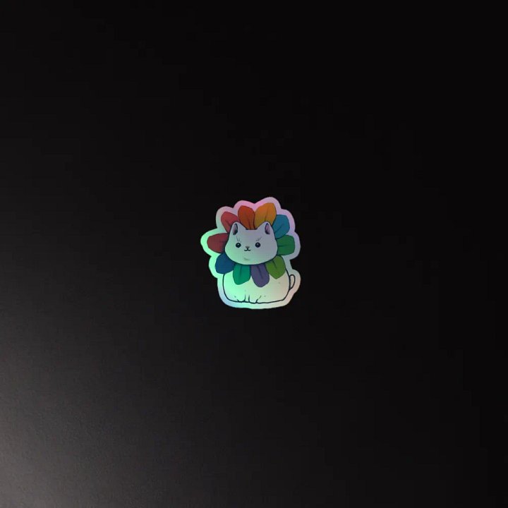 Rainbows are cool and so are cats (Kiss-Cut Holographic Sticker) product image (2)